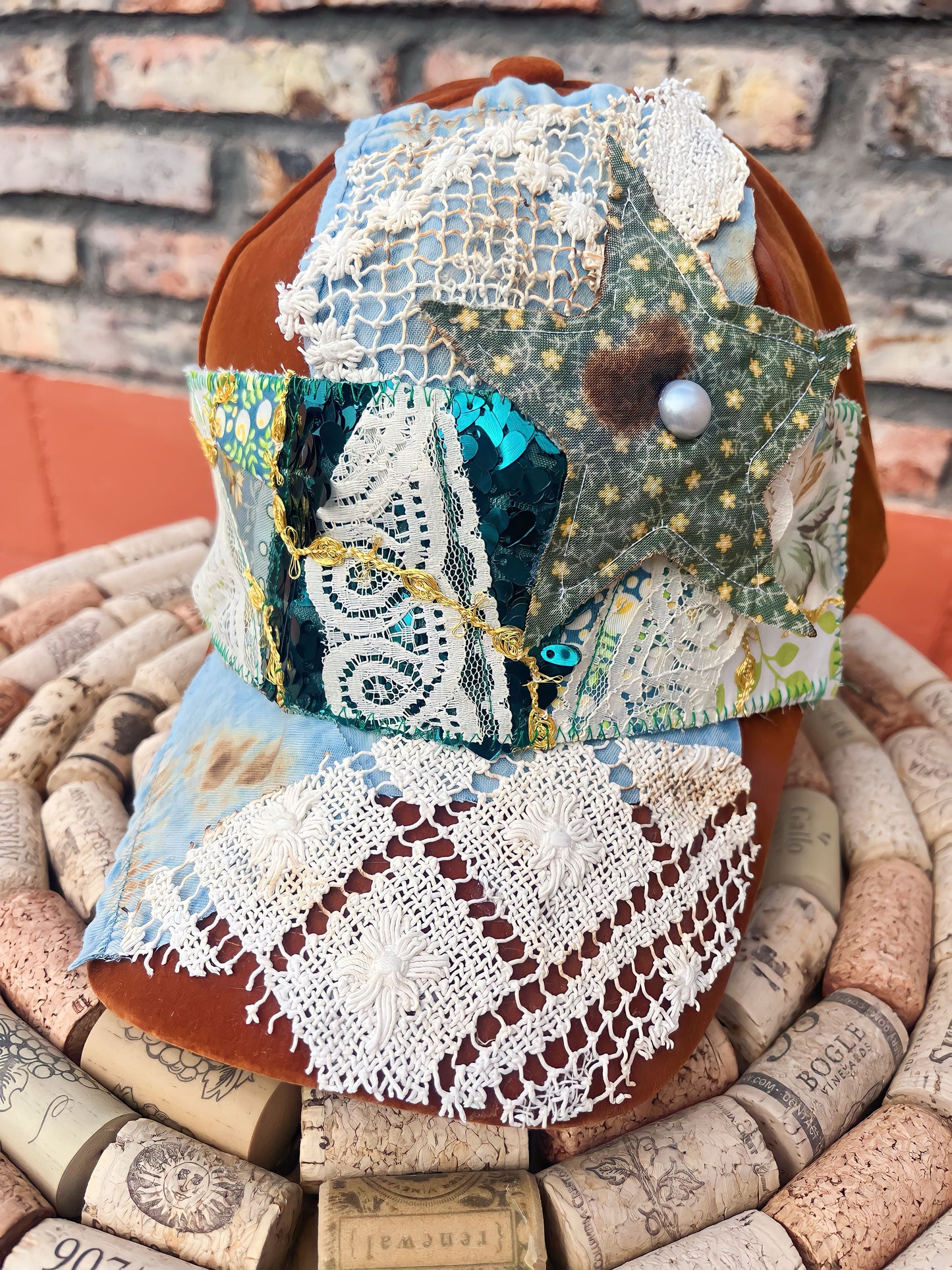 Green star quilt hat